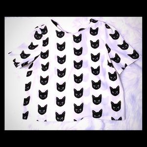 White blouse with cats